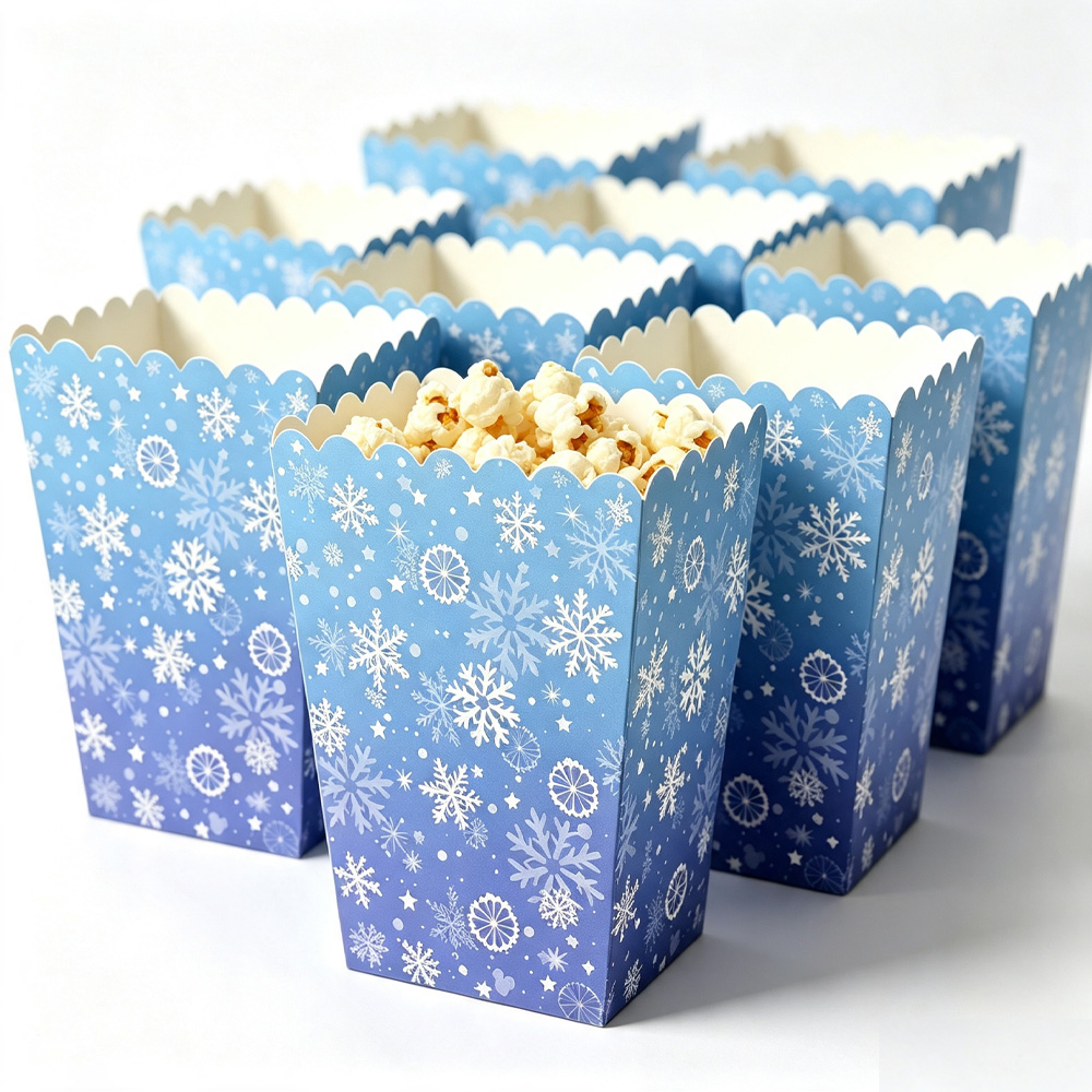 10-50個入り スノーフレークポップコーンボックス 紙製ス - Event Party Box のレビューと価格