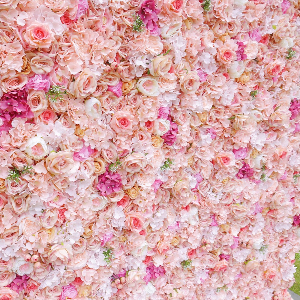 Uflower ピンクローズとアジサイの5D布製フラワーウォ - Flower Wall Panel のレビューと価格