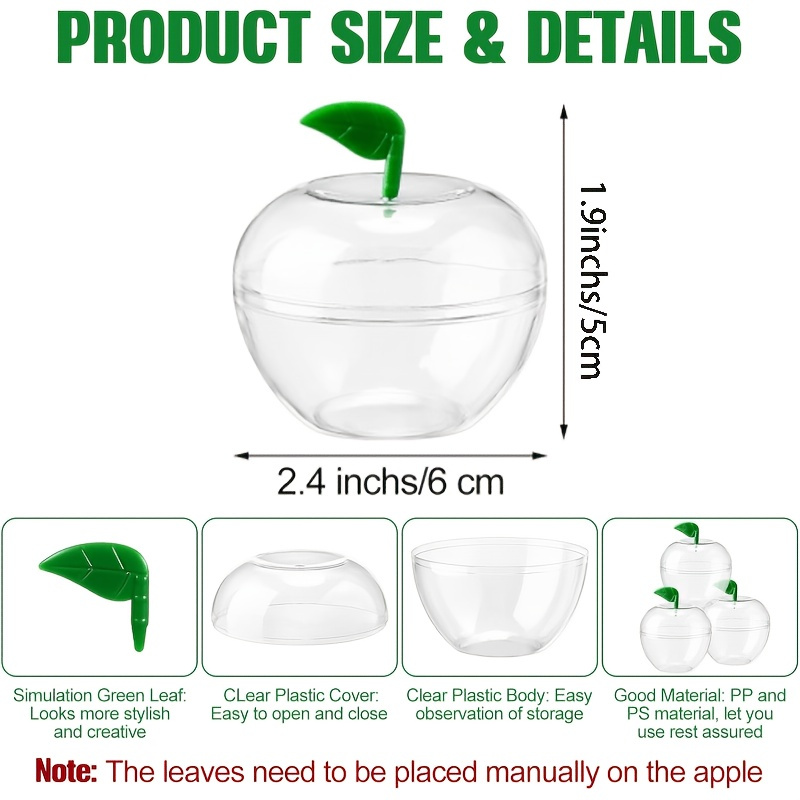 透明なリンゴ型のプラスチック製ボックス30個入り。中身を入れ - Event Party Box のレビューと価格