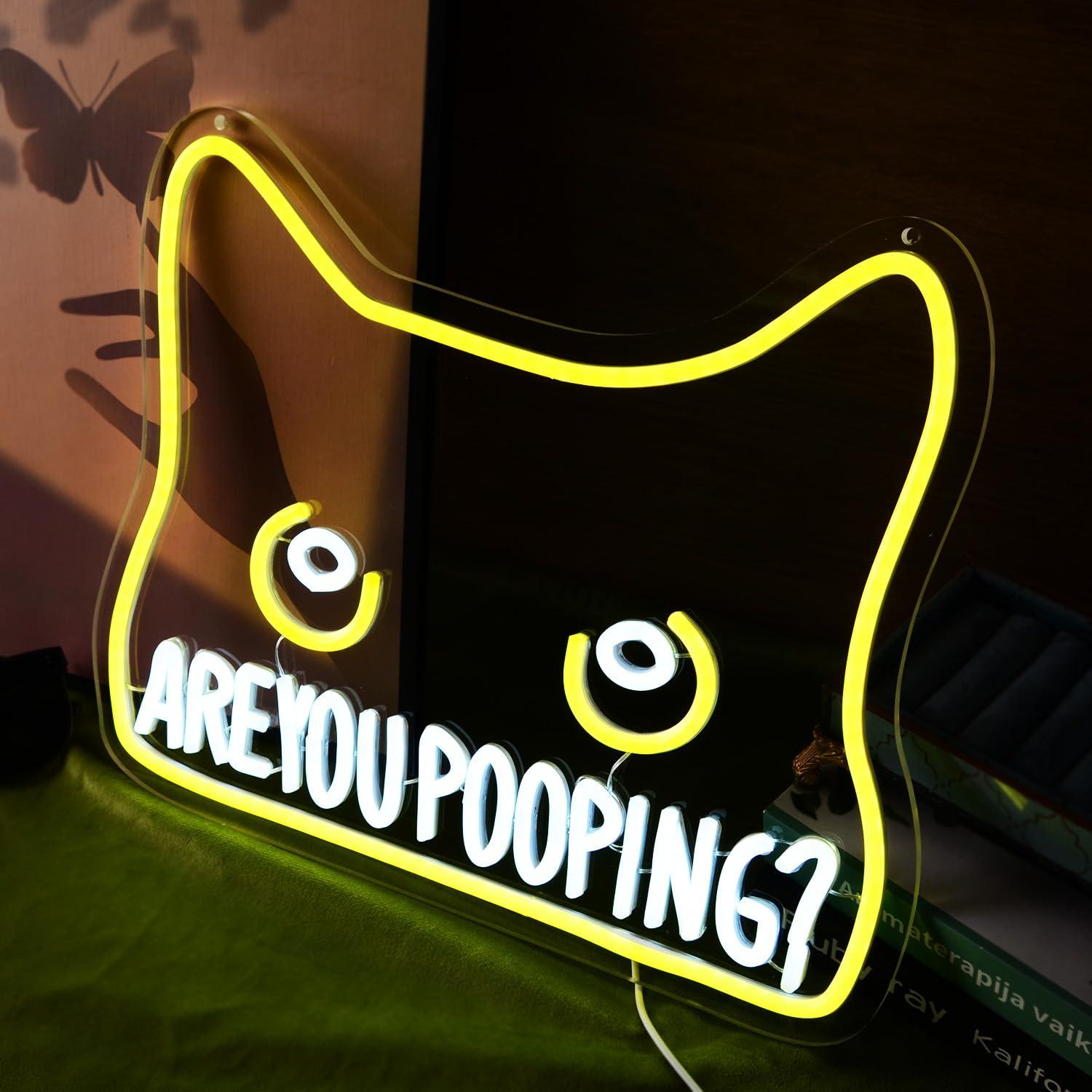 「猫がうんちをしている」というネオンサインは、バスルーム、ト - Neon Sign Party のレビューと価格