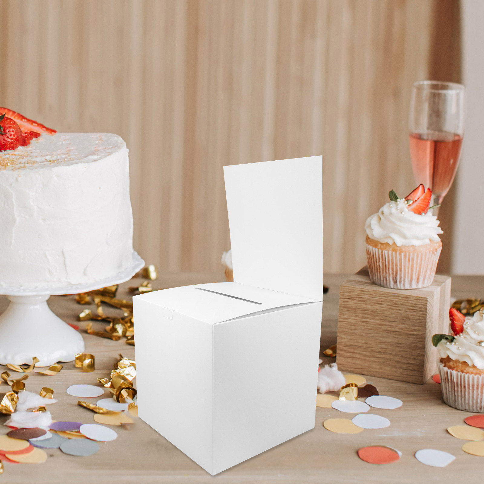 4個入り、紙製の抽選箱、投票用紙ケース、シンプルな正方形のチ - Event Party Box のレビューと価格