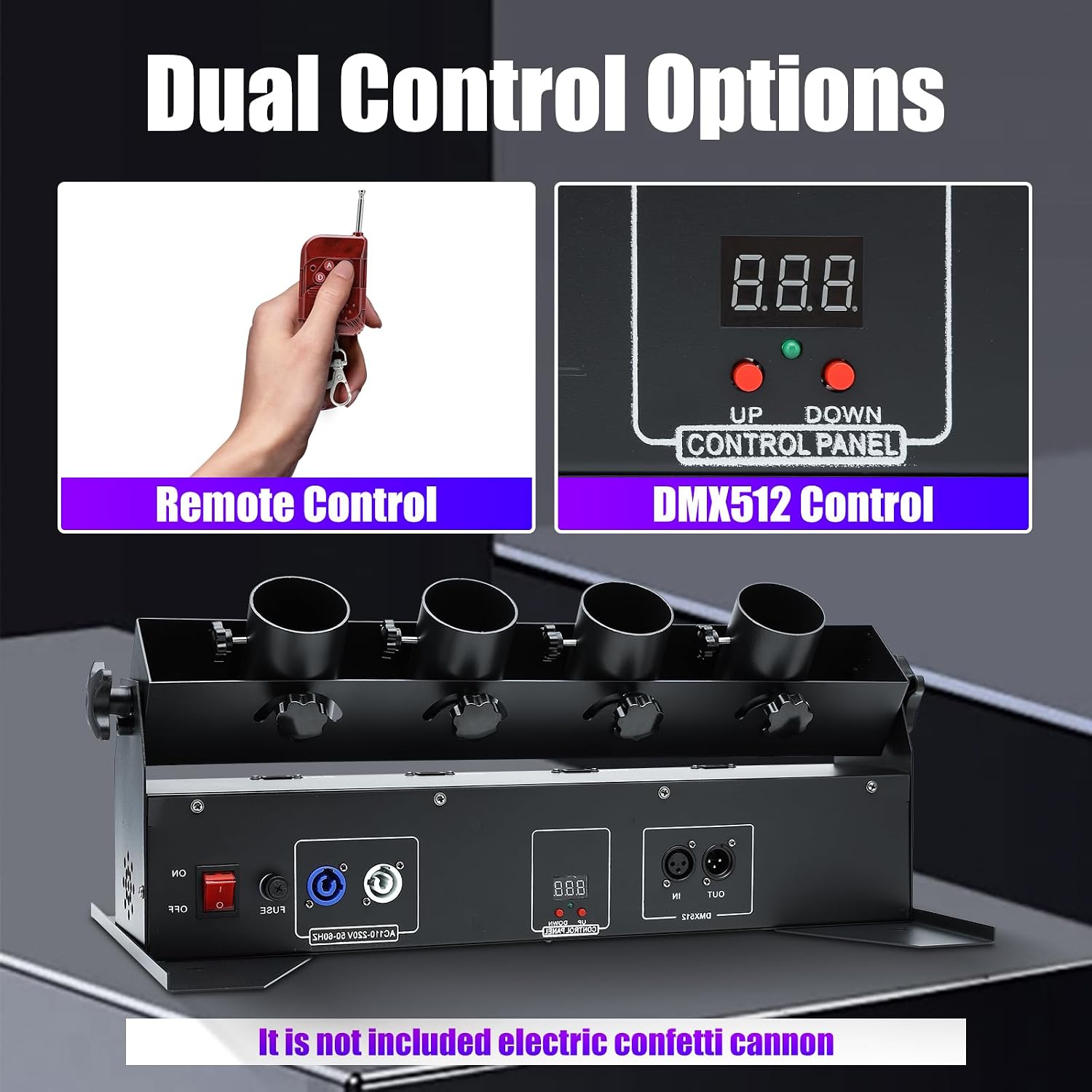 150W 4ヘッド電動コンフェッティマシン DMXリモートコ - Confetti Cannon Tube のレビューと価格