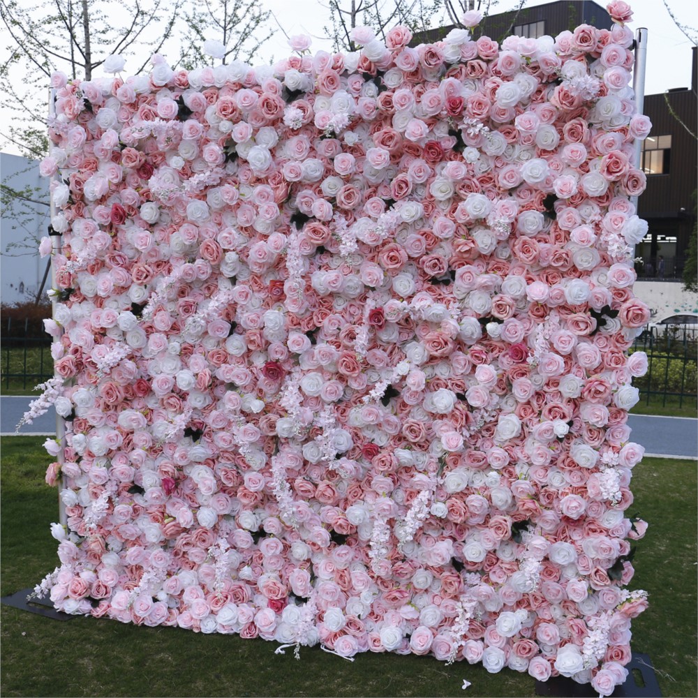 Uflower 5D ピンクホワイトローズ布製フラワーウォー - Flower Wall Panel のレビューと価格