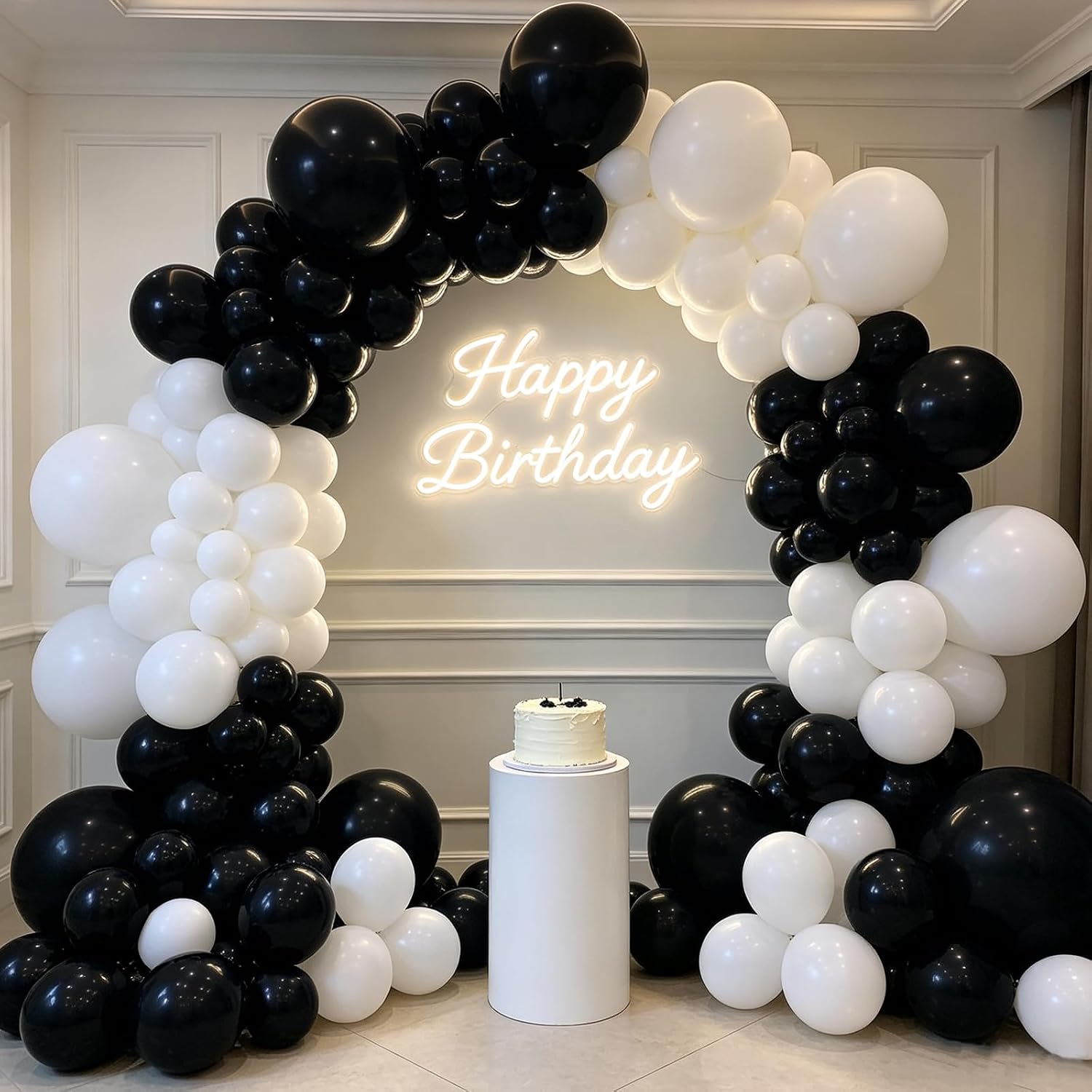 136個入り、白黒のラテックスバルーンアーチキット - 4種 - Event Launch Party のレビューと価格