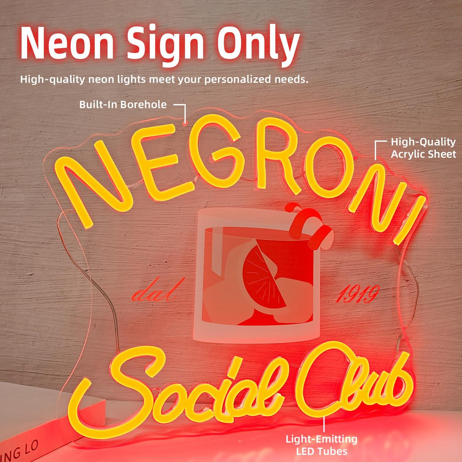 ネグローニ・ソーシャル・クラブのネオンサイン。壁掛け装飾、ホ - Neon Sign Party のレビューと価格