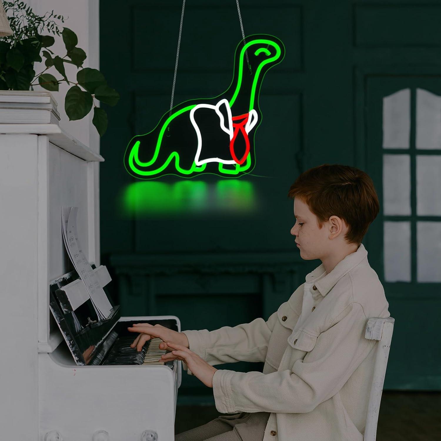 恐竜のネオンサイン。調光機能付きLEDライト。リビングの壁の - Neon Sign Party のレビューと価格