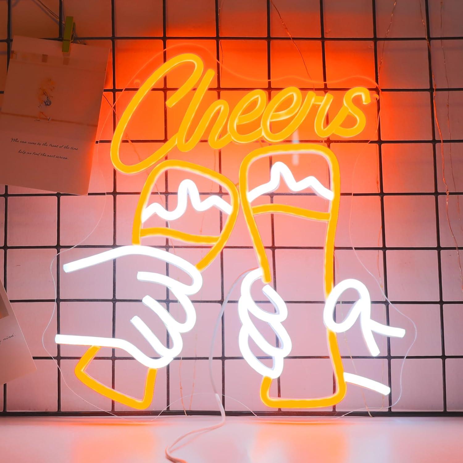 「Cheers」の文字が入ったカクテルネオンサイン。USB接 - Neon Sign Party のレビューと価格