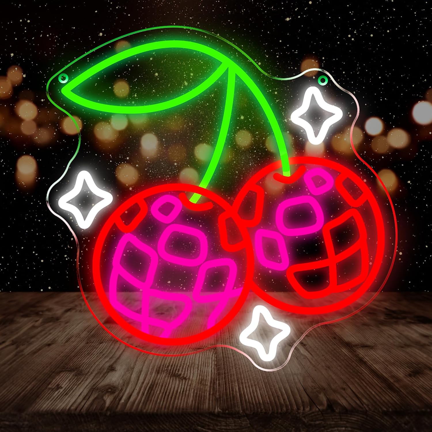 ディスコボール型のチェリーLEDネオンサイン。USB電源で、 - Neon Sign Party のレビューと価格