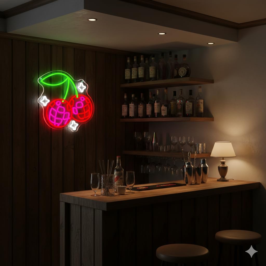 ディスコボール型のチェリーLEDネオンサイン。USB電源で、 - Neon Sign Party のレビューと価格
